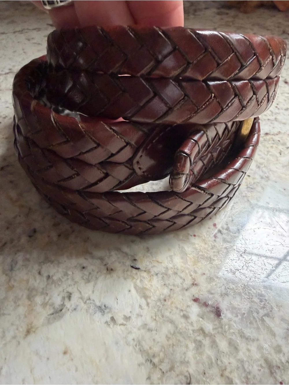 Coach 5922 Woven Brown Leather Mens Belt with Brass Buckle 36” Brown EUC